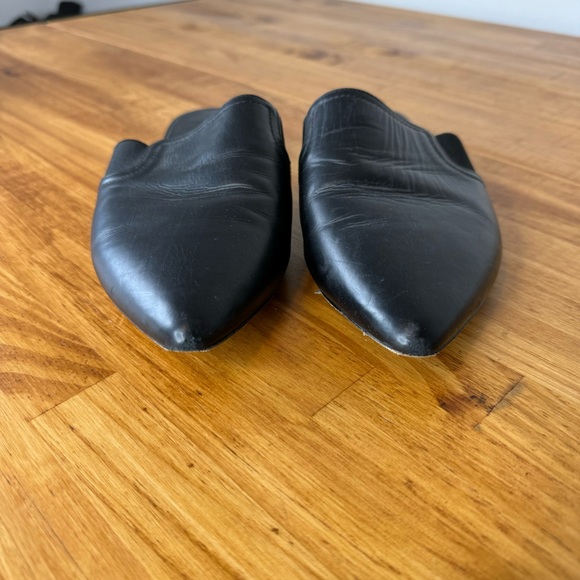Vince Nadette Black Leather Pointed Toe Slip On Mules Flats Size 7.5 - Picture 5 of 9